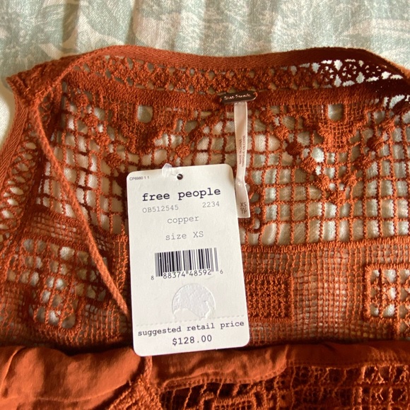 NWT Free People Emily Dress, Crochet, Cooper, Boho - Picture 9 of 12